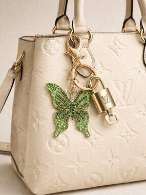 Authentic Louis Vuitton Gold Padlock & Key🔒 w/ Unbranded Butterfly Keychain